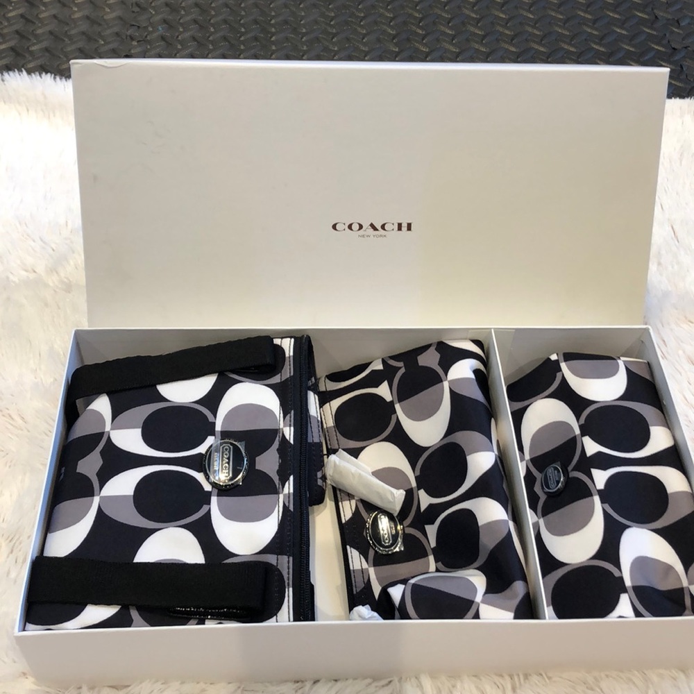 Coach Signature Packable Totes and Cosmetic Case